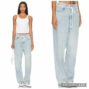 Good American Good 90's Loose Drawstring Jeans Y2K Millennial Light Wash Size 4